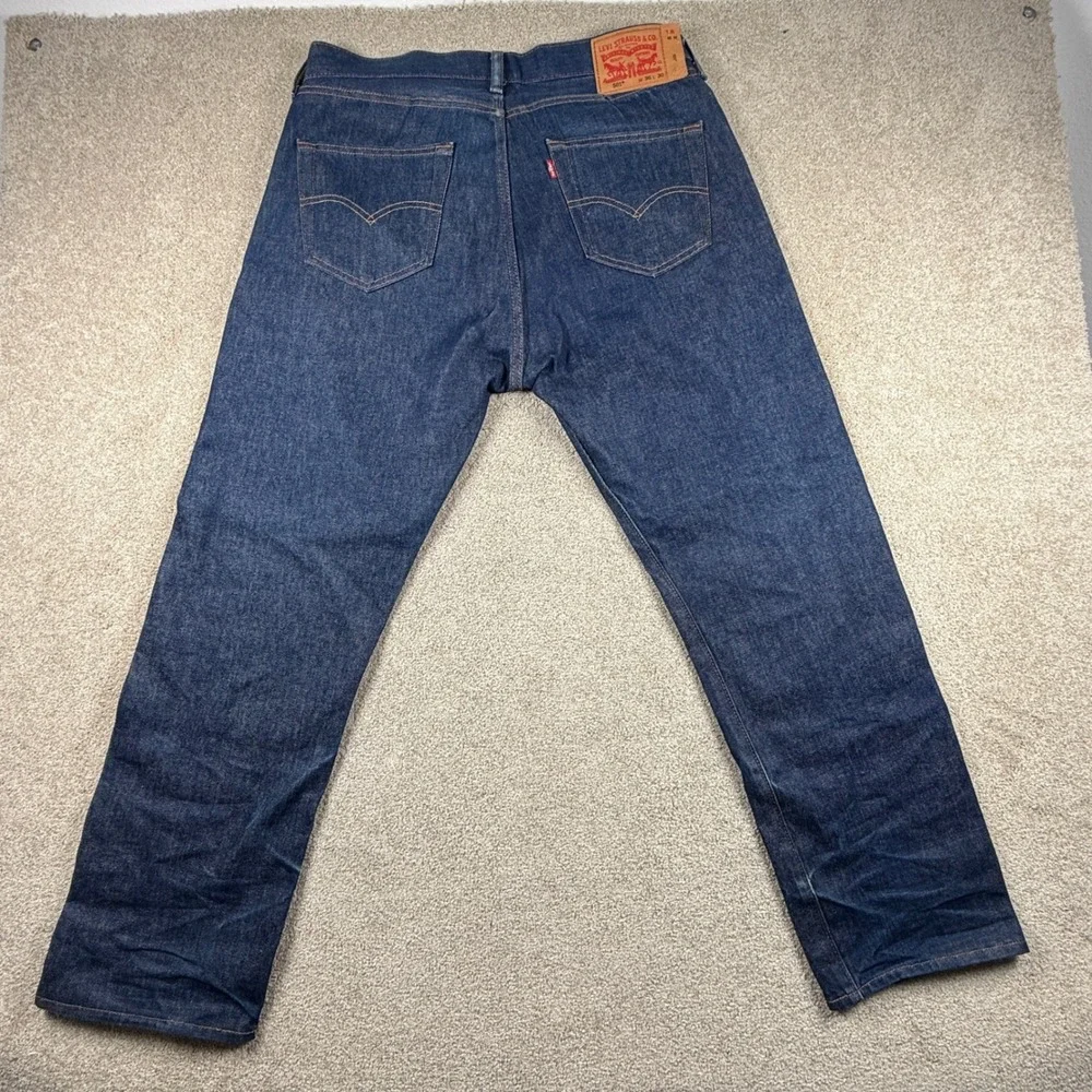 Levis 501 Original Fit Jeans Mens 36x30 Dark Indigo Blue Button Fly Straight Leg